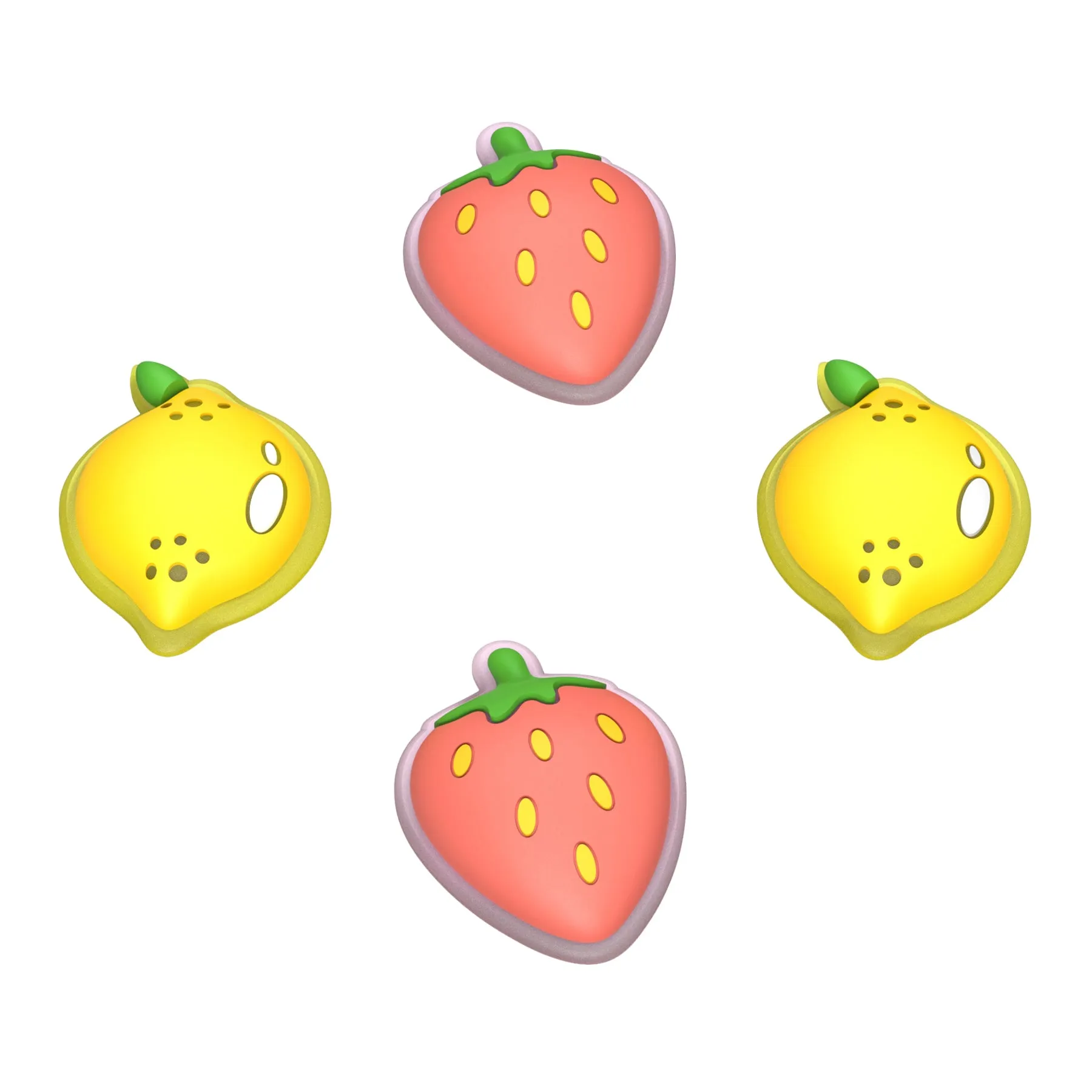 PlayVital Lemon & Strawberry Switch Thumb Grip Caps, Joystick Caps for NS Switch Lite, Silicone Analog Cover Thumbstick Grips for Joycon of Switch OLED - NJM1200