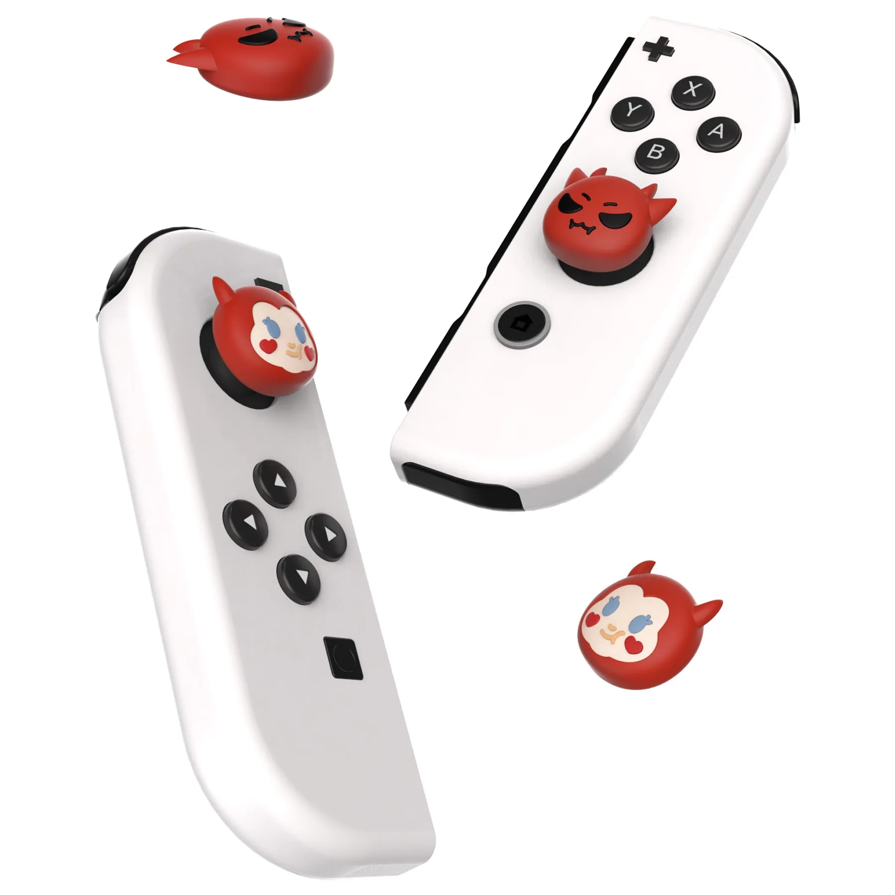 PlayVital Little Devils Switch Thumb Grip Caps, Joystick Caps for NS Switch Lite, Silicone Analog Cover Thumbstick Grips for Joycon of Switch OLED - NJM1178