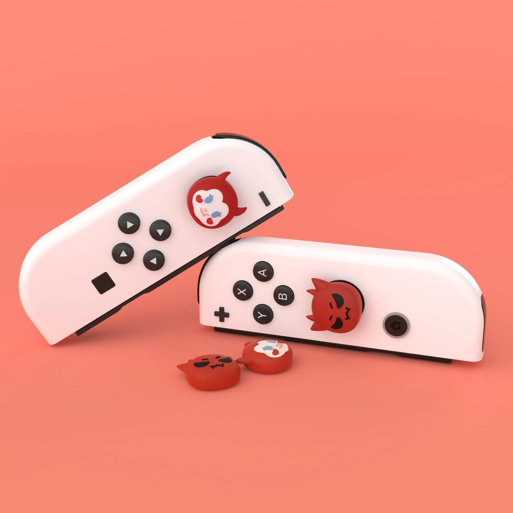 PlayVital Little Devils Switch Thumb Grip Caps, Joystick Caps for NS Switch Lite, Silicone Analog Cover Thumbstick Grips for Joycon of Switch OLED - NJM1178