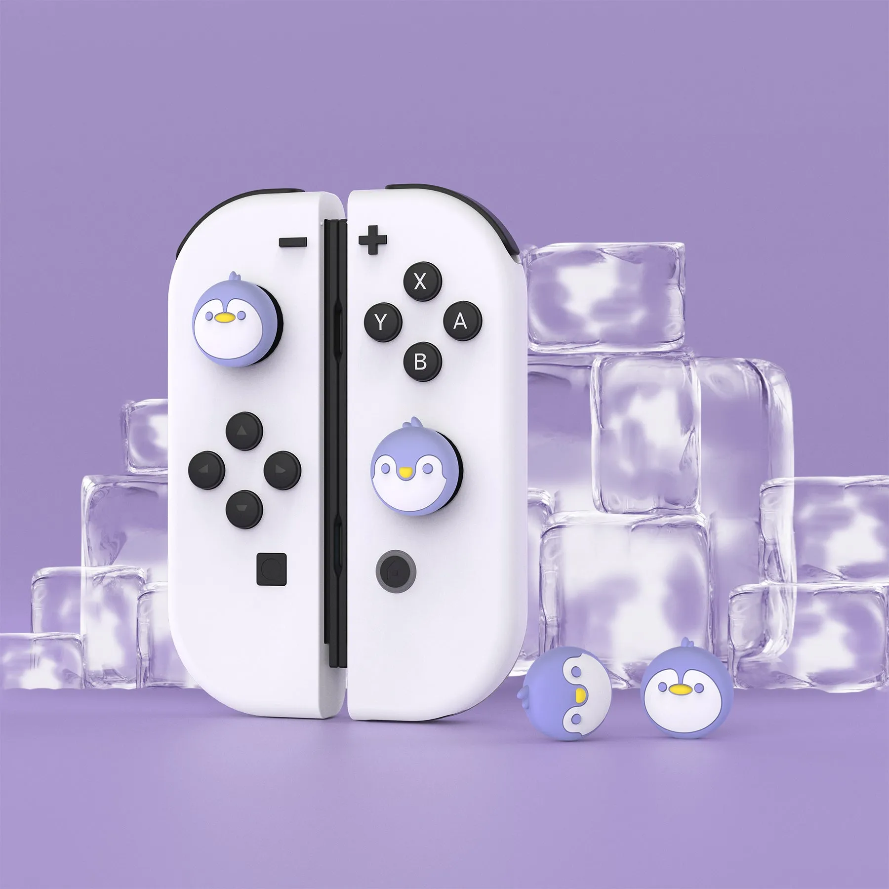 PlayVital Penguin Cute Switch Thumb Grip Caps, Joystick Caps for NS Switch Lite, Silicone Analog Cover Thumbstick Grips for Joycon of Switch OLED - NJM1158