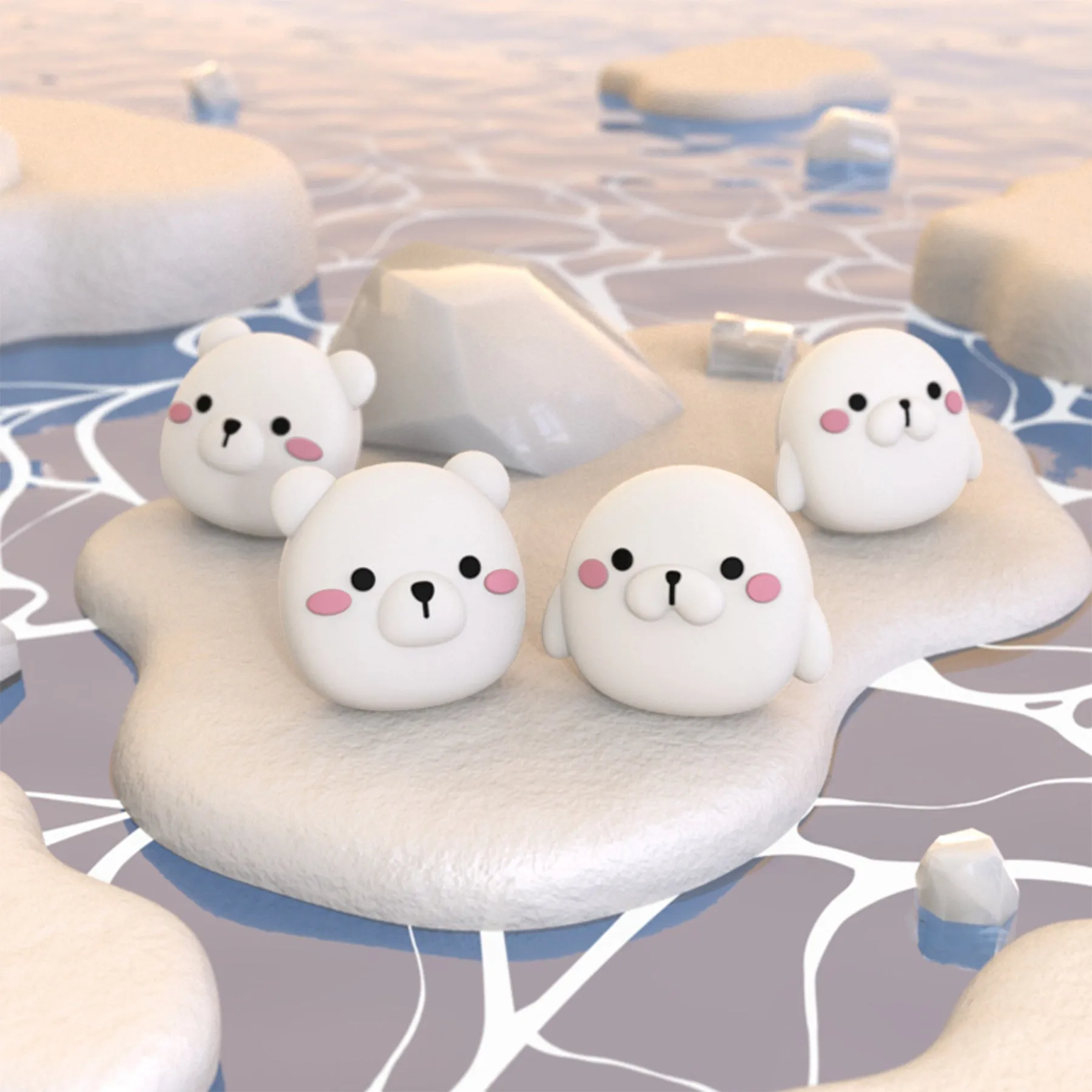 PlayVital Polar Bear & Baby Seal Cute Switch Thumb Grip Caps, Joystick Caps for NS Switch Lite, Silicone Analog Cover Thumbstick Grips for Joycon of Switch OLED - NJM1145