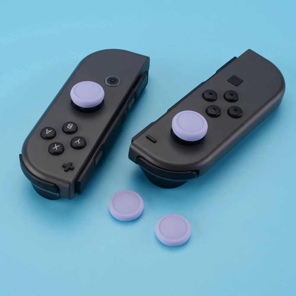 PlayVital Switch Joystick Caps, Switch Lite Thumbstick Caps, Silicone Analog Cover for Joycon of Switch OLED, Thumb Grip Rocker Caps for Nintendo Switch & Switch Lite - 4 Pcs Light Violet- NJM1014