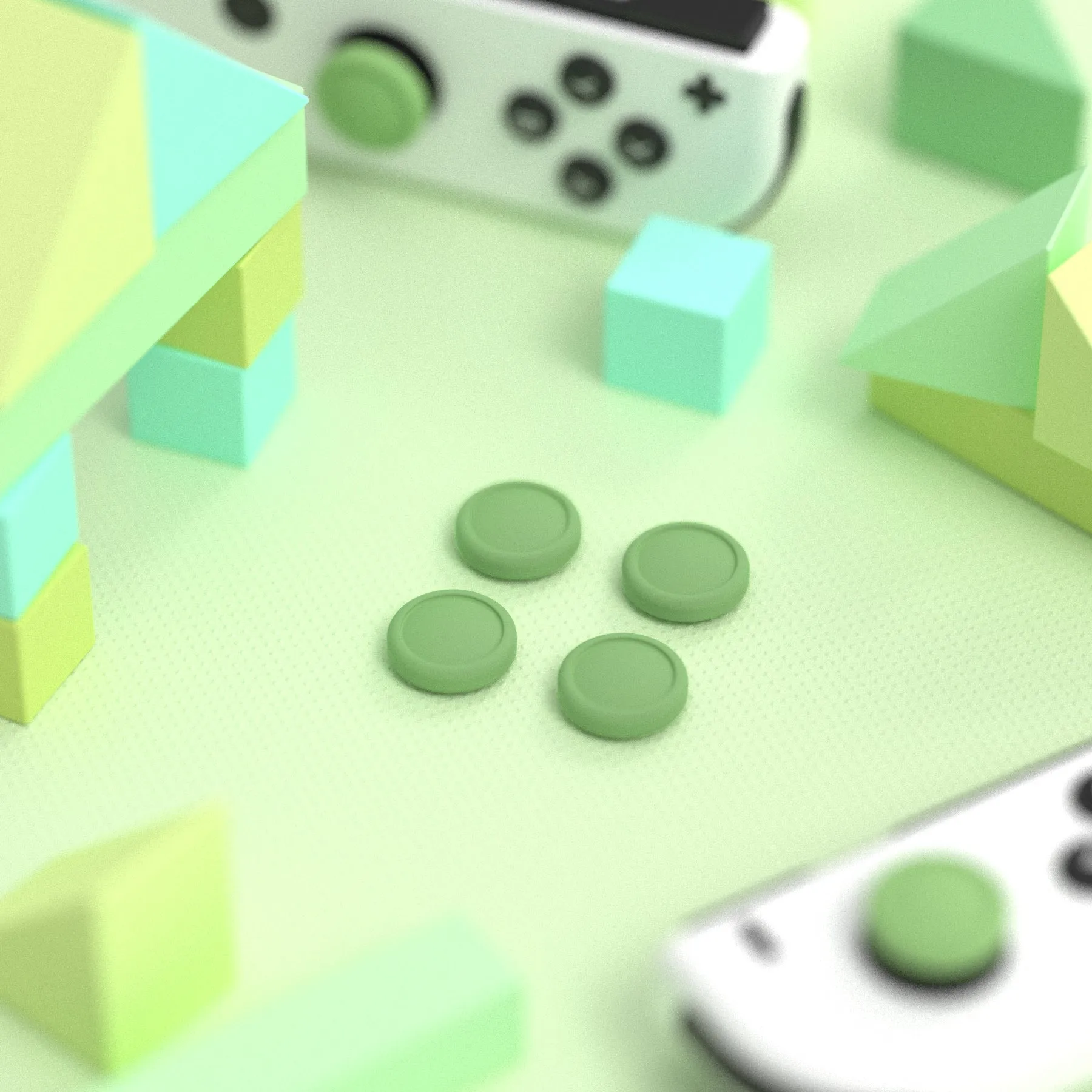 PlayVital Switch Joystick Caps, Switch Lite Thumbstick Caps, Silicone Analog Cover for Joycon of Switch OLED, Thumb Grip Rocker Caps for Nintendo Switch & Switch Lite - 4 Pcs Matcha Green - NJM1166
