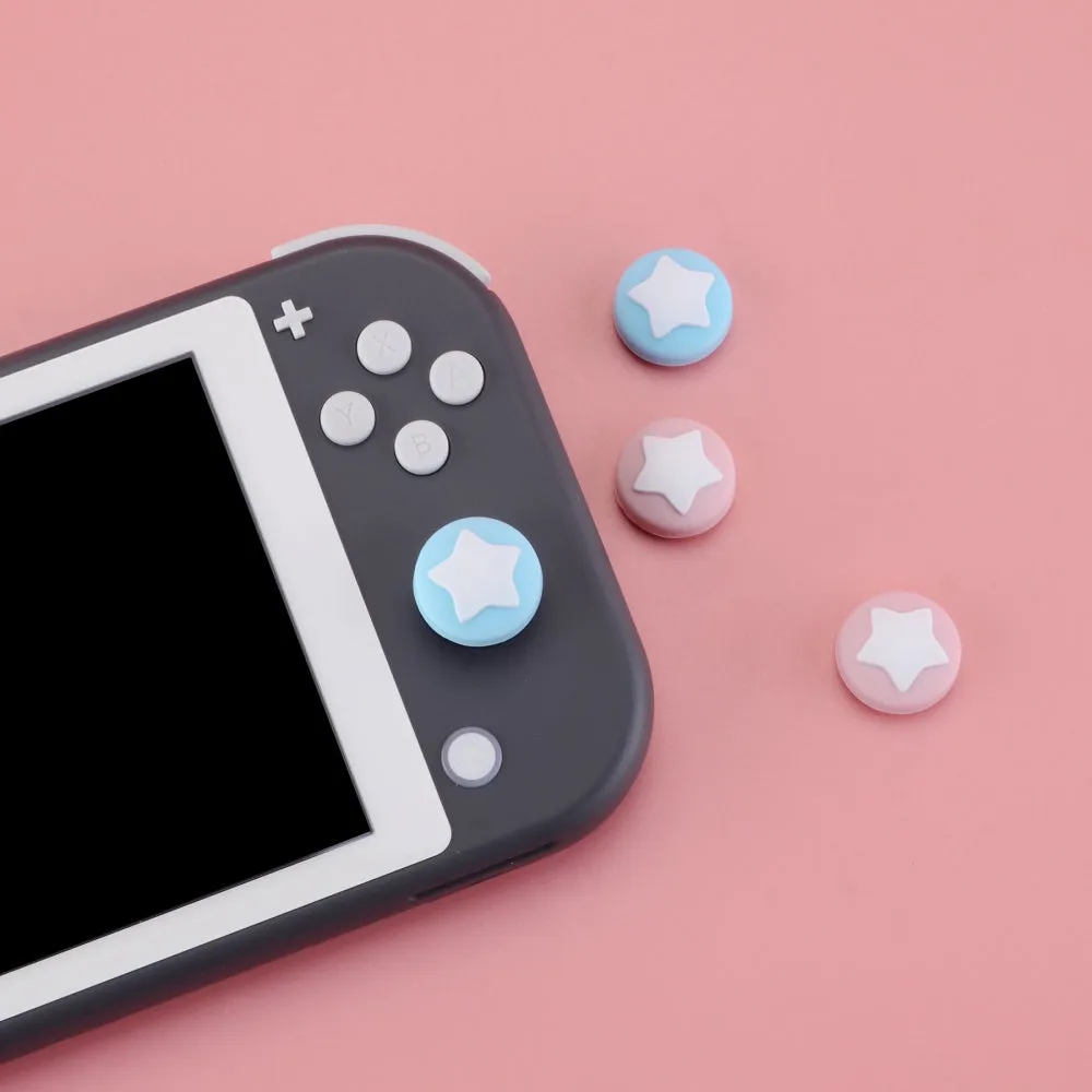 PlayVital Switch Joystick Caps, Switch Lite Thumbstick Caps, Silicone Analog Cover for Joycon of Switch OLED, Thumb Grip Rocker Caps for Nintendo Switch & Switch Lite - Cherry Blossoms & Heaven Blue - NJM1001