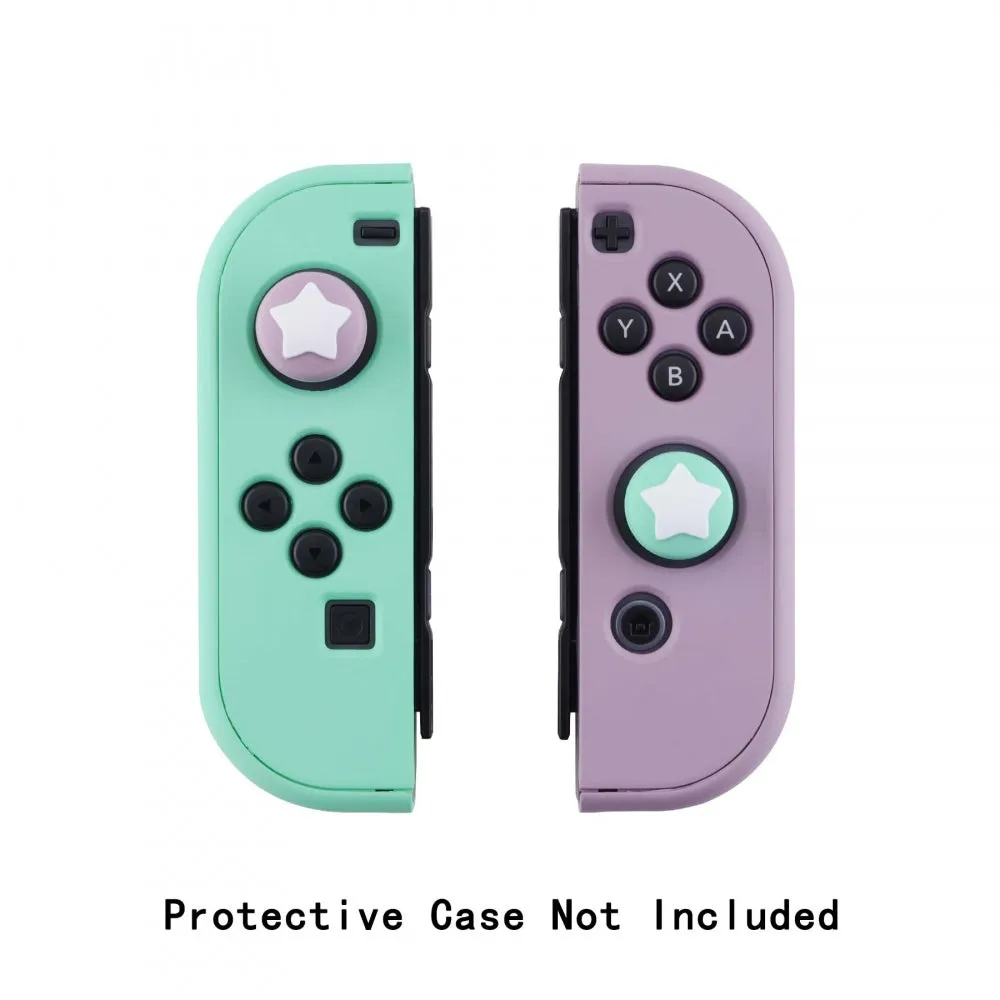PlayVital Switch Joystick Caps, Switch Lite Thumbstick Caps, Silicone Analog Cover for Joycon of Switch OLED, Thumb Grip Rocker Caps for Nintendo Switch & Switch Lite - Dark Grayish Violet & Mint Green - NJM1007