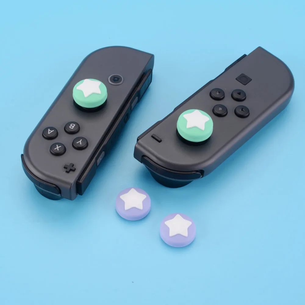 PlayVital Switch Joystick Caps, Switch Lite Thumbstick Caps, Silicone Analog Cover for Joycon of Switch OLED, Thumb Grip Rocker Caps for Nintendo Switch & Switch Lite - Mint Green & Light - NJM1003
