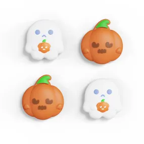 PlayVital Switch Joystick Caps, Switch Lite Thumbstick Caps, Silicone Analog Cover for Joycon of Switch OLED Thumb Grip Rocker Caps for Nintendo Switch & Switch Lite - Spooky Ghost with Pumpkin - NJM1179