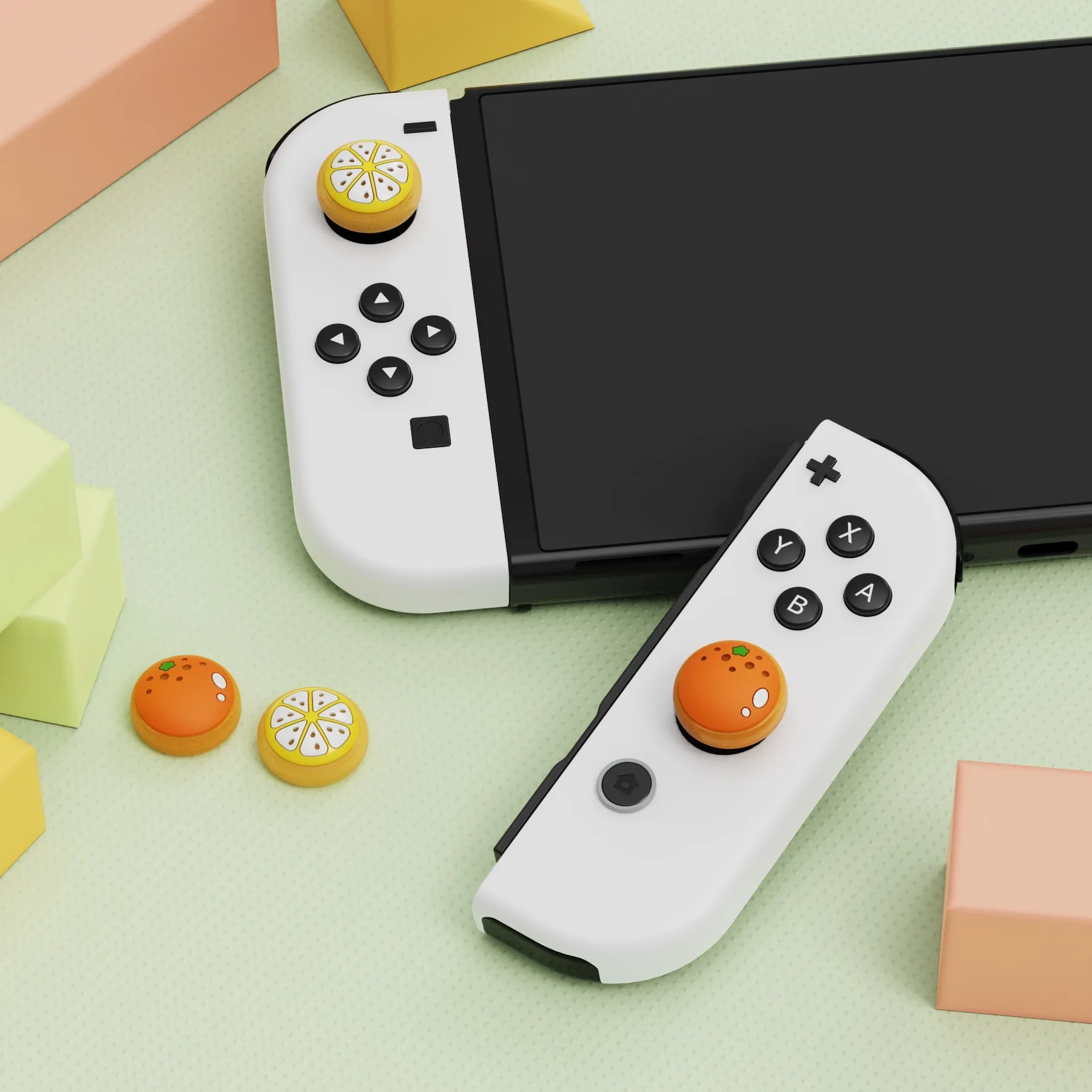PlayVital Tangerine Switch Thumb Grip Caps, Joystick Caps for NS Switch Lite, Silicone Analog Cover Thumbstick Grips for Joycon of Switch OLED - NJM1199