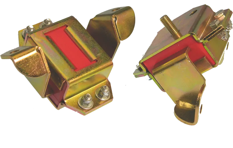 Prothane Motor Mount - Bolt-On - Polyurethane Bushings - Cadmium / Red - Small Block Ford - Ford 1980-92