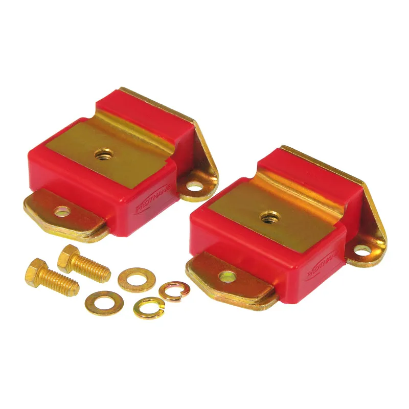 Prothane Motor Mount - Bolt-On - Polyurethane Bushings - Zinc Oxide / Red - Chevy V8 / Inline-6 - GM Fullsize SUV / Truck / Van 1963-72