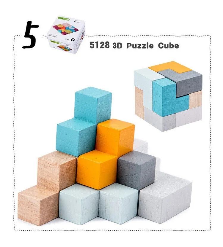 Set 12 -TWELVE different Puzzle Educational Games for Travel in closable Tin Can.