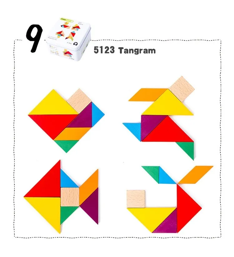 Set 12 -TWELVE different Puzzle Educational Games for Travel in closable Tin Can.