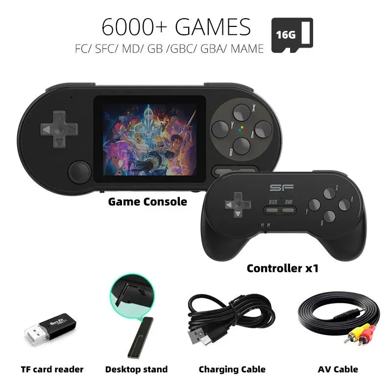 SF2000 3 Inch Screen Handheld Game Console Player Portable Game Player Built-in 6000 Games For Support AV Output