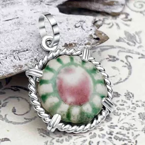 Siam Porcelain Gaming Token - from the Era of "The King & I" - Sterling Silver Pendant | Artifact #8096