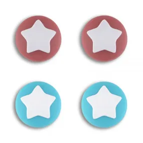 Star Design Cute Switch Thumb Grip Caps, Bondi Blue & Indian Red Joystick Caps for Nintendo Switch Lite, Silicone Analog Cover Thumb Stick Grips for for Joycon - NJM1010