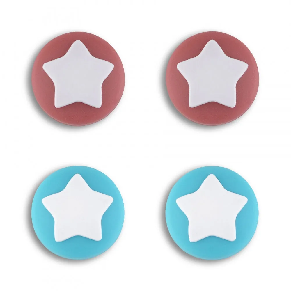 Star Design Cute Switch Thumb Grip Caps, Bondi Blue & Indian Red Joystick Caps for Nintendo Switch Lite, Silicone Analog Cover Thumb Stick Grips for for Joycon - NJM1010