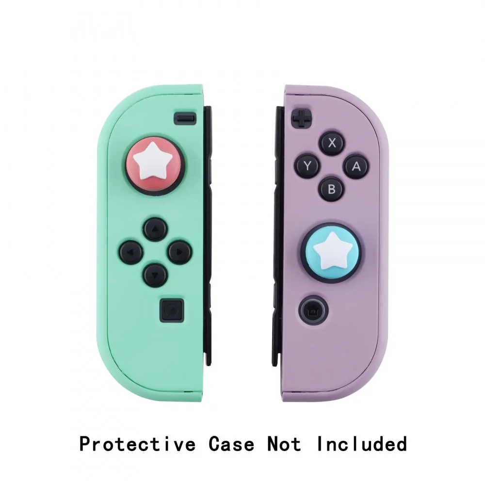 Star Design Cute Switch Thumb Grip Caps, Bondi Blue & Indian Red Joystick Caps for Nintendo Switch Lite, Silicone Analog Cover Thumb Stick Grips for for Joycon - NJM1010