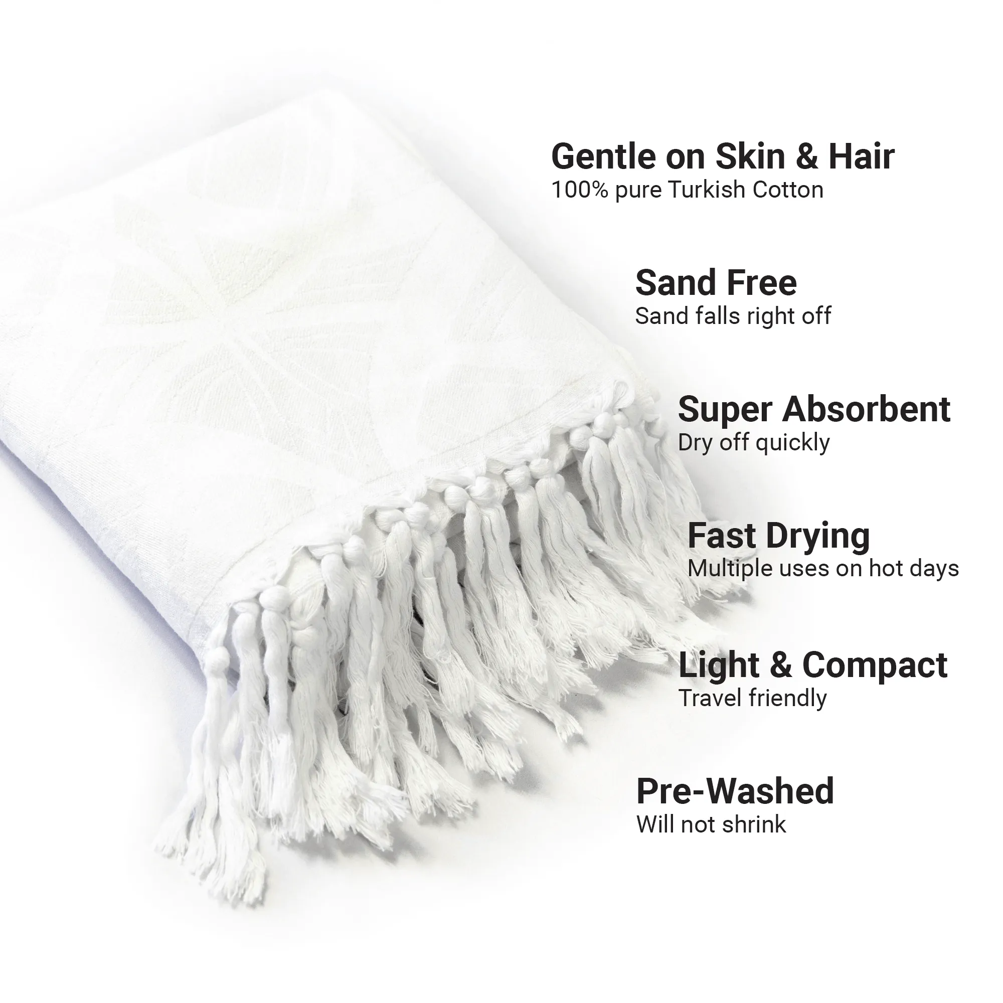 Turkish Cotton Towel Set / Blanc in White