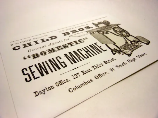 Vintage Style Postcard Set of 4 ~ Child Bros Domestic Sewing Machine ~ Vintage Sewing Machine Salesman Advertisement Postcard