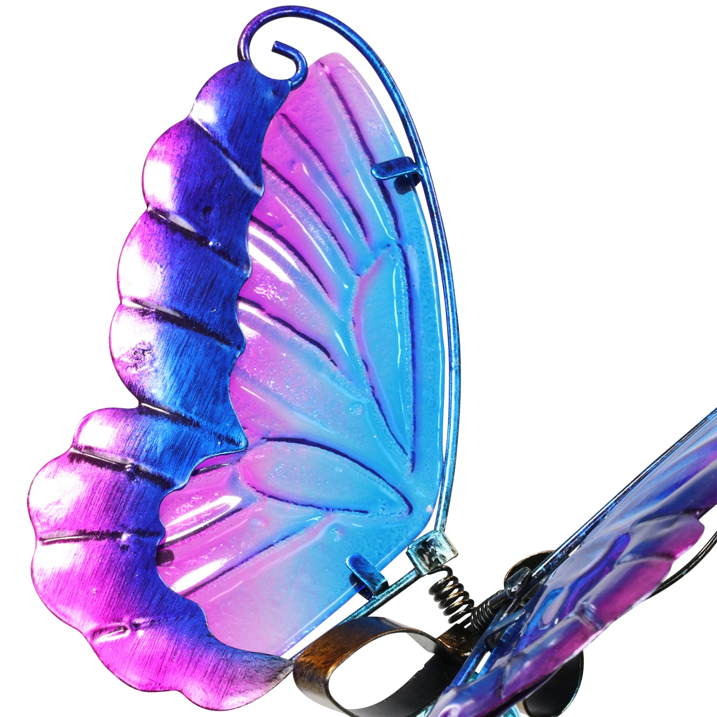 WindyWing Purple Butterfly Garden Stake with Beads, Made of glass and metal with Flapping Wings