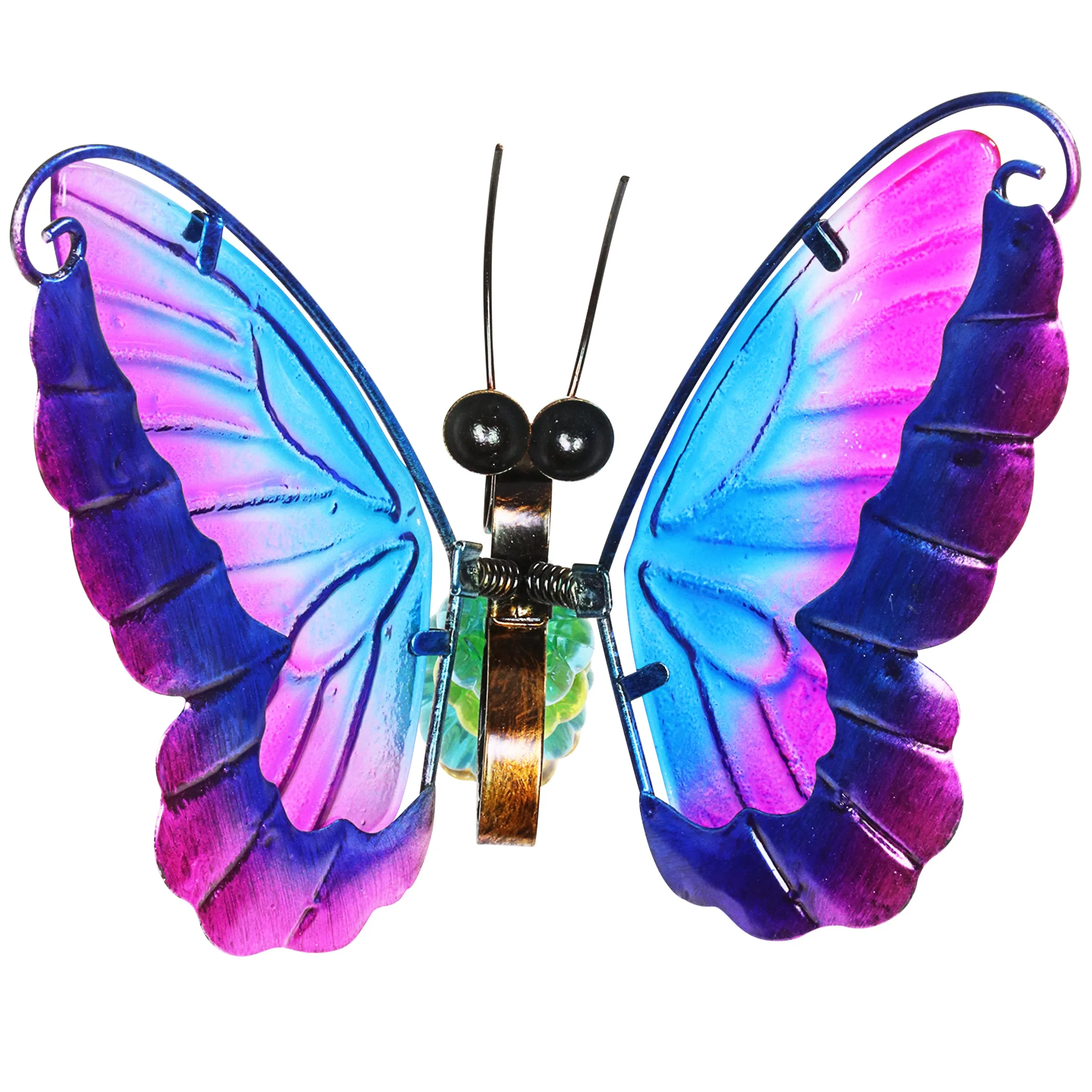 WindyWing Purple Butterfly Garden Stake with Beads, Made of glass and metal with Flapping Wings