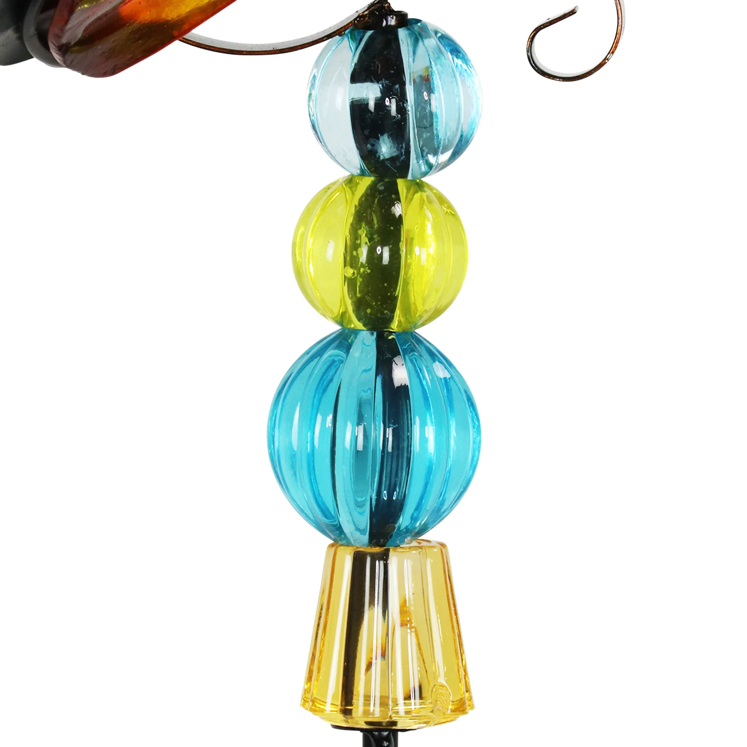 WindyWing Red Butterfly Garden Stake with Beads, Made of glass and metal with Fluttering Wings, 6 by 30 Inches