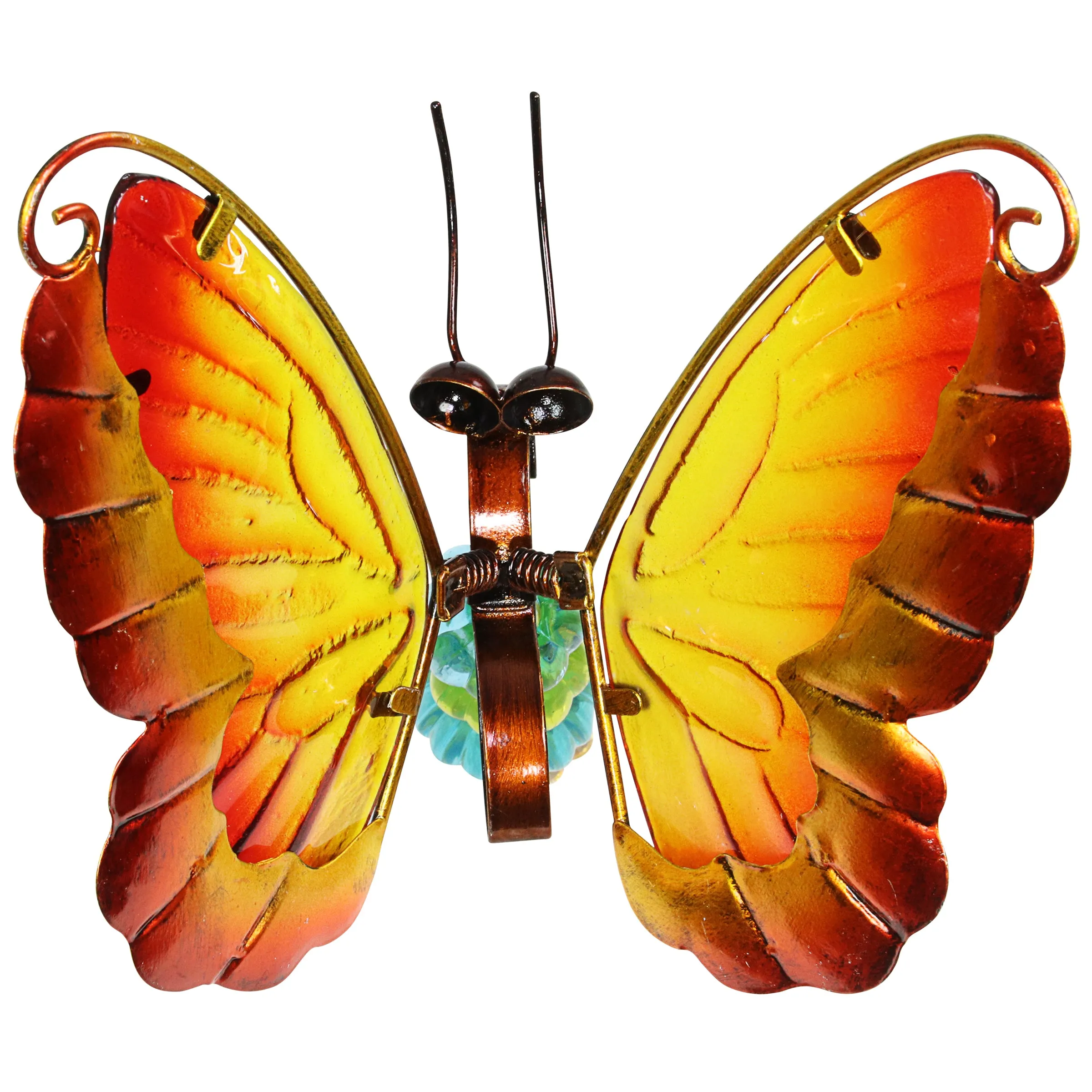 WindyWing Red Butterfly Garden Stake with Beads, Made of glass and metal with Fluttering Wings, 6 by 30 Inches